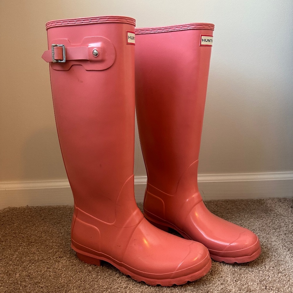 Pink Size 9 Tall Hunter Rain Boots
